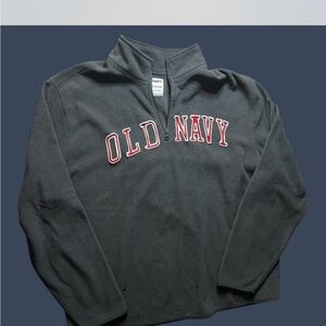 Y2K retro Old Navy Charcoal raised + textured logo 1/4 Zip Fleece Mens XXL